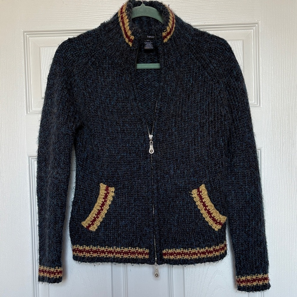 Kenzie Navy Sweater with Multicolor Trim - Picture 4 of 6